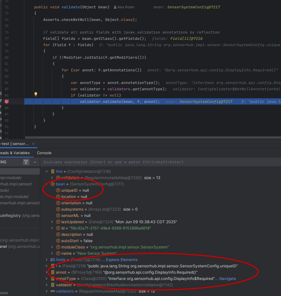 Showing breakpoint